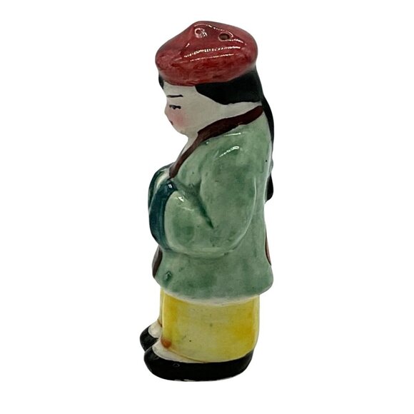 VINTAGE ASIAN MAN SALT OR PEPPER SHAKER REPLACEMENT CERAMIC HAND PAINTED JAPAN - Picture 4 of 5